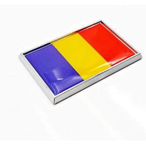 Romania Flag Sticker Emblem Romanian Decal Car Chrome Flags, 2 Pack, 3 x 2 inches