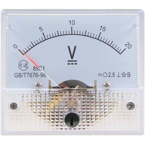 uxcell DC 0-20V Analog Panel Voltage Gauge Volt Meter 85C1 2.5% Error Margin White