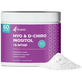 PCOS Supplement for Women - Boost Fertility, Hormonal Balance, and PCOS Support - Myo-Inositol, D-Chiro Inositol, Active Folate - High Potency PCOS Supplements (60 Servings, 129g Jar)