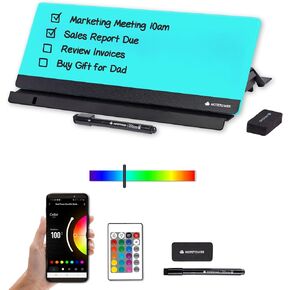 Note Tower LED Desktop Whiteboard – Ambience Color Changing Dry Erase White Board for to-Do Lists & Note-Taking - Remote & App Controlled for Office, Home and School (Electric) - White