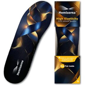 Flat Foot Insoles, Arch support, Velvet surface, Gel cushioning under the heel and ball of foot, Comfort 24h, Versatile, Ease plantar fasciitis, Anti-Fatigue, 1 Pair, HSSI-250M, Men&Women, M