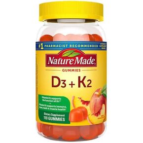 Nature Mades 125 mcg D3 + 100 mcg K2 Gummies, 110 Count Bundle - Vitamins, Herbals & Dietary Supplements for Immune, Bone, Teeth & Muscle Health