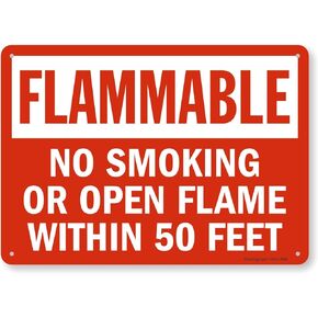 SmartSign "Flammable - No Smoking Or Open Flame Within 50 Feet Sign | 10" x 14" Aluminum