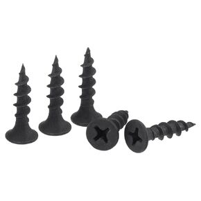 uxcell #8 x 1 3/8-Inch Wood Screws Phillips Flat Head Carbon Steel Self Tapping Screws Black 100pcs