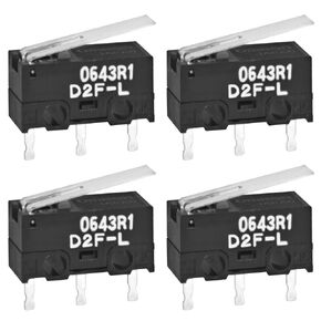 مفتاح حد أساسي D2F-L ذو 3 دبابيس (عبوة من 4) - SPDT 1.47N رافعة مفصلية فرعية، 3A 125V، حامل PCB، IP54