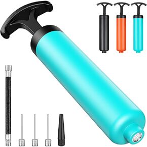 Ball Pump, Ball Pump for Sport Balls, Soccer Ball Pump with 3 Needles, Nozzle, Extension Hose, Complete Hand Pump Kit Perfect for Volleyball, Basketball, Rugby, Balloon, Push & Pull Inflator System