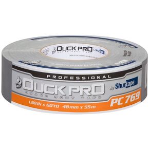 Shurtape Duck Pro Professional Grade, Clean Removal Duct Tape for Indoor/Outdoor, Bundling and Repair, 48mm x 60yd, 12.2 mil, Metallic Silver, 1 Roll (105458)