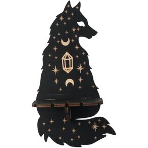 Lovely Wall Stand Wooden Crystal Stand Wall Hanging Display Stand,Aspen Crystal Shelf Display,Display Stand,Decorative Wooden Wall Shelving,Crystal Stone Storage Rack,(Wolf 2)