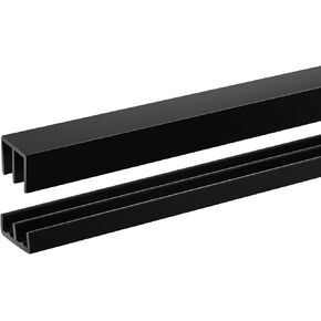 4 Sets 4 Ft Long Plastic Sliding Door Track Set for 1/4" Thick Panels Black Sliding Glass Door Track Sliding Cabinet Door Hardware for Sliding Closet Doors, Easy Quick Installation