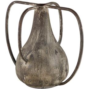 47th & Main Vases Rustic Iron 4-Handled Abstract Vase for Home Décor, 8" Tall, Brown
