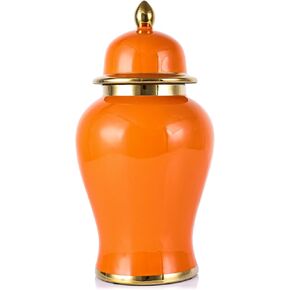 XMGZQ 15" Tall Gold Ginger Jars for Home Decor,Ginger Jar Vase Fireplace Mantle Decor,Ceramic Ginger Jar with Lid,White and Gold Vase,Centerpieces Jarrones,Luxury Gifts for Women (White Gold, 15")