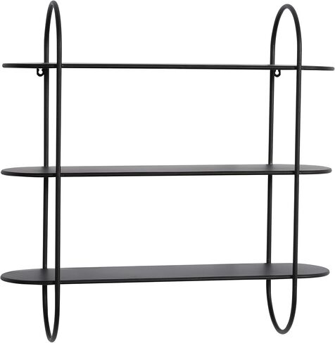 Deco 79 Metal Oval 3 Shelf Wall Shelf, 28" x 8" x 28", Black in Saudi Arabia