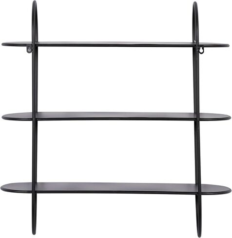 Deco 79 Metal Oval 3 Shelf Wall Shelf, 28" x 8" x 28", Black in Saudi Arabia