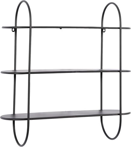 Deco 79 Metal Oval 3 Shelf Wall Shelf, 28" x 8" x 28", Black in Saudi Arabia