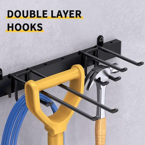 Garage Storage, Garden Tool Organizers Wall Mount Broom Holder Shovel Hanger Heavy Duty Shelving Rack Hanging Hooks Power Tool Organization for Yard Shed Basement in Saudi Arabia