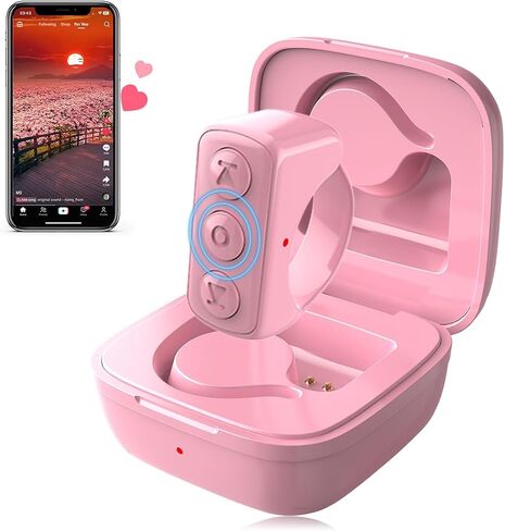 Remote Scrolling Ring for TikTok, Page Turner for Kindle App on iPad iPhone, Scroller Remote for TIK Tok, Camera Shutter Remote Control for iOS, Android - Matte Pink in Saudi Arabia