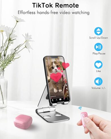 Remote Scrolling Ring for TikTok, Page Turner for Kindle App on iPad iPhone, Scroller Remote for TIK Tok, Camera Shutter Remote Control for iOS, Android - Matte Pink in Saudi Arabia