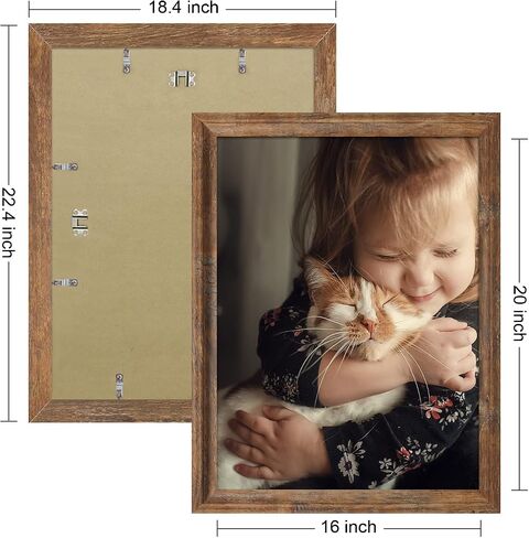 16x20 Picture Frame Brown Poster Frame for Wall Mounting or Tabletop Display 20x16 Rustic Picture Frames collage Wall Decor Set of 2 in Saudi Arabia
