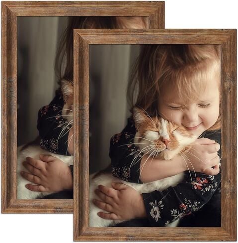 16x20 Picture Frame Brown Poster Frame for Wall Mounting or Tabletop Display 20x16 Rustic Picture Frames collage Wall Decor Set of 2 in Saudi Arabia