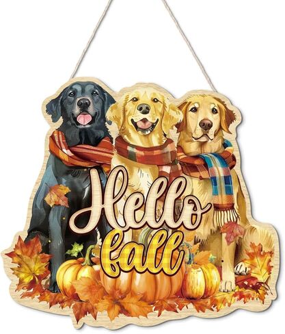 Putuo ديكور لطيف الكلاب سقوط إكليل علامة مابل ليف خشبية معلقة ديكور الباب مزرعة مرحبا الخريف ديكور اليقطين سقوط عيد الشكر موضوع للباب الأمامي الشرفة نافذة الجدار المنزلي ديكورات داخلية وخارجية in Kuwait