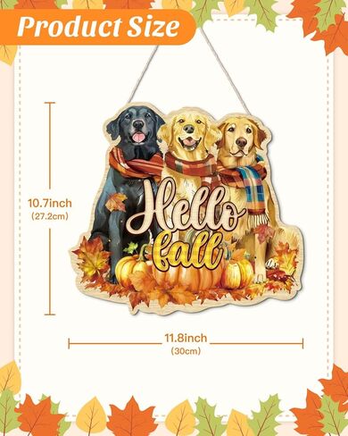 Putuo ديكور لطيف الكلاب سقوط إكليل علامة مابل ليف خشبية معلقة ديكور الباب مزرعة مرحبا الخريف ديكور اليقطين سقوط عيد الشكر موضوع للباب الأمامي الشرفة نافذة الجدار المنزلي ديكورات داخلية وخارجية in Kuwait