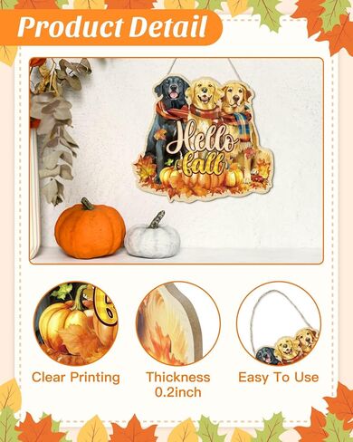 Putuo ديكور لطيف الكلاب سقوط إكليل علامة مابل ليف خشبية معلقة ديكور الباب مزرعة مرحبا الخريف ديكور اليقطين سقوط عيد الشكر موضوع للباب الأمامي الشرفة نافذة الجدار المنزلي ديكورات داخلية وخارجية in Kuwait