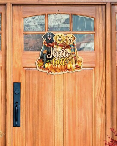 Putuo ديكور لطيف الكلاب سقوط إكليل علامة مابل ليف خشبية معلقة ديكور الباب مزرعة مرحبا الخريف ديكور اليقطين سقوط عيد الشكر موضوع للباب الأمامي الشرفة نافذة الجدار المنزلي ديكورات داخلية وخارجية in Kuwait