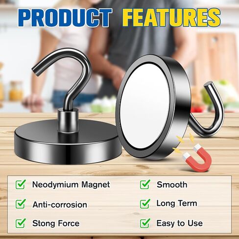 Grtard Strong Magnetic Hooks Heavy Duty, 110lb Hook Magnets, Magnets with Hooks, Strong Hooks for Hanging Cruise Cabins, Office, Classroom, Fridge, Garage, Workplace and Grill. in Saudi Arabia