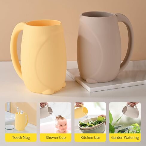 Baby Bath Rinse Cup, Bath Cup for rinsing Hair,The Silicone Material is Soft and Safe, a Good Choice for Baby Bath Products(Cat Yellow) in Saudi Arabia