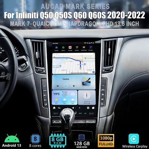 2024 أحدث راديو سيارة MARK 7 Android 13 لـ TInfiniti Q50 Q50S Q60 Q60S 2014-2019، 13.6 بوصة وحدة رأس السيارة الجديدة على شكل حرف T مشغل فيديو ستيريو متعدد الوسائط نظام تحديد المواقع والملاحة 8G RAM 128 ROM in Kuwait