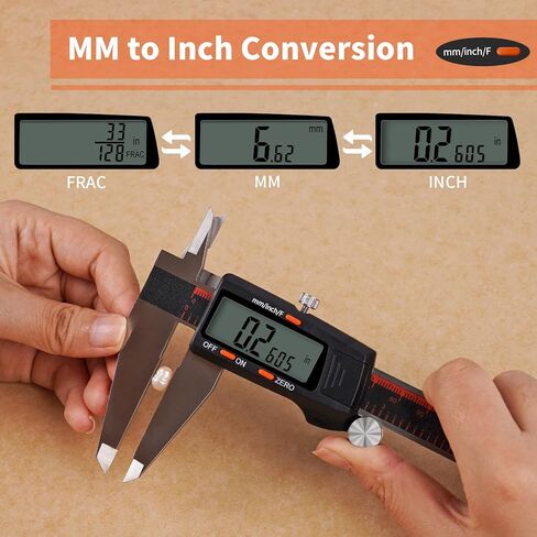 Digital Caliper HARDELL, 0-8 Inch Measuring Tool Large LCD Screen,Stainless Steel,Auto-Off,Inch/Fractions/Millimeter Waterproof Digital Caliper Measuring Tool for DIY/Household/3D Printing in Kuwait
