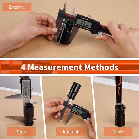 Digital Caliper HARDELL, 0-8 Inch Measuring Tool Large LCD Screen,Stainless Steel,Auto-Off,Inch/Fractions/Millimeter Waterproof Digital Caliper Measuring Tool for DIY/Household/3D Printing in Kuwait