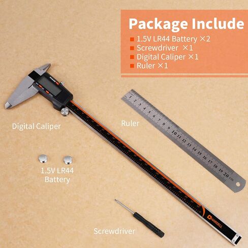 Digital Caliper HARDELL, 0-8 Inch Measuring Tool Large LCD Screen,Stainless Steel,Auto-Off,Inch/Fractions/Millimeter Waterproof Digital Caliper Measuring Tool for DIY/Household/3D Printing in Kuwait