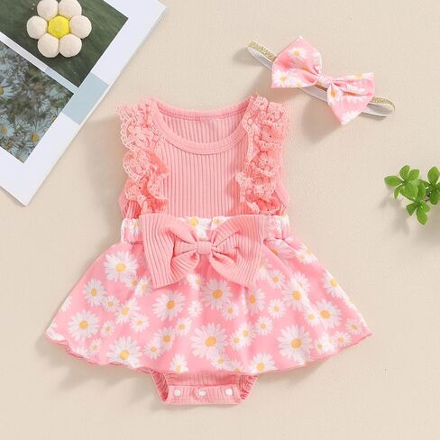 Mubineo Baby Girl Clothes Summer Romper Dress Cute Outfits Sleeveless Ruffle Lace Flower Skirt Infant Newborn Outfit (US, Age, 0 Months, 3 Months, Blue) in Saudi Arabia