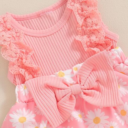 Mubineo Baby Girl Clothes Summer Romper Dress Cute Outfits Sleeveless Ruffle Lace Flower Skirt Infant Newborn Outfit (US, Age, 0 Months, 3 Months, Blue) in Saudi Arabia