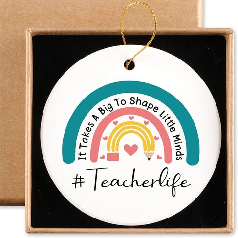 Teacher Appreciation Gifts Teacher Gifts for Women Men Ceramic Ornament Keepsake Sign Round Plaque Valentines Day Gifts for Teacher Best Teacher Gift Ideas Thank You Gifts from Students in Kuwait