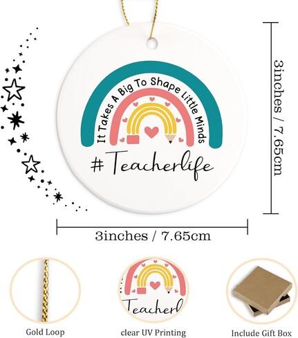 Teacher Appreciation Gifts Teacher Gifts for Women Men Ceramic Ornament Keepsake Sign Round Plaque Valentines Day Gifts for Teacher Best Teacher Gift Ideas Thank You Gifts from Students in Kuwait