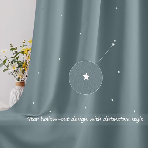 NICETOWN Navy Blue Nursery Blackout Curtains Star Curtain 45 inch Length for Kids Bedroom, Room Darkening Space Themed Window Curtain Grommets Galaxy Constellation Drapes for Baby Boys, 1 Panel, 34"W in Saudi Arabia