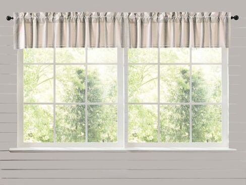 VHC Brands 2 Pieces Grace Grain Sack Stripe Valance Curtains (2 Panels, 16x90) in Saudi Arabia