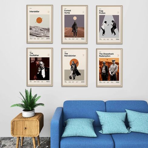 DECORRECOR Movie Posters Set of 6 Unframed Canvas Wall Art A4 Size Classic Vintage Movie Posters for Wall Decor Aesthetic (DR-MP-3) in Saudi Arabia