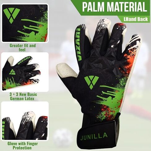 Vizari Junilla F.P. Soccer GK Goalkeeper Gloves with Finger Protection for Adults and Teens | Professional Level in Saudi Arabia