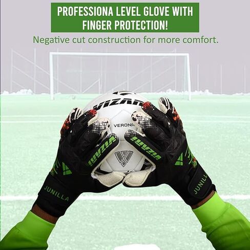 Vizari Junilla F.P. Soccer GK Goalkeeper Gloves with Finger Protection for Adults and Teens | Professional Level in Saudi Arabia