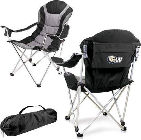 PICNIC TIME NCAA Reclining Camp Chair, One Size, Black with Gray Accents in Saudi Arabia
