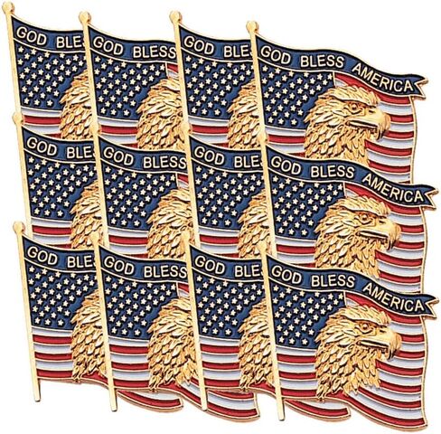 USA Flag American Eagle Lapel Pin, Bulk Pack of 8, Poly Bagged, 7/8 Inch in Kuwait