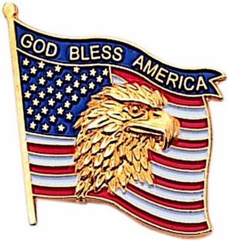 USA Flag American Eagle Lapel Pin, Bulk Pack of 8, Poly Bagged, 7/8 Inch in Kuwait