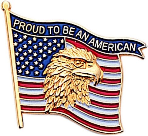 USA Flag American Eagle Lapel Pin, Bulk Pack of 8, Poly Bagged, 7/8 Inch in Kuwait