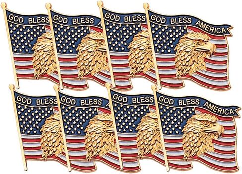 USA Flag American Eagle Lapel Pin, Bulk Pack of 8, Poly Bagged, 7/8 Inch in Kuwait