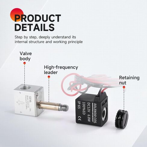 DC 12v Pneumatic Solenoid Valve 2 Way Normally Closed 1/4" NPT Electric Solenoid Air Valve(Junction Box,2V025-08) in Saudi Arabia