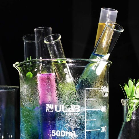 أنابيب اختبار زجاجية أسطوانية علمية من ULAB، حجم 20 مل، 20 × 150 مم، مادة زجاجية بوروسيليكات متوسطة 3.3، عبوة من 20 قطعة، UTT1006 in Kuwait