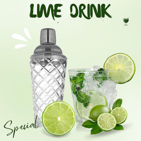 Glass Cocktail Shaker Set, Shaker for Cocktails, Mixed Drinks, Use for Entertaining Guests, Services at Events, Portable to Bring to Picnics, Barbecues or Beach Outings,15 Fl Oz, Vertical Stripes in Saudi Arabia
